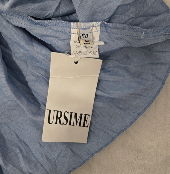 Ursime Tiered Maxi Dress Sz 5XL Blue Short Sleeve Rippled Layered Flowy Blue - Picture 8 of 12